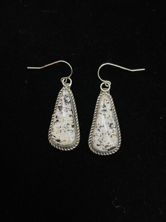 White Buffalo Dangle Earrings by Judith Dixon, Navajo