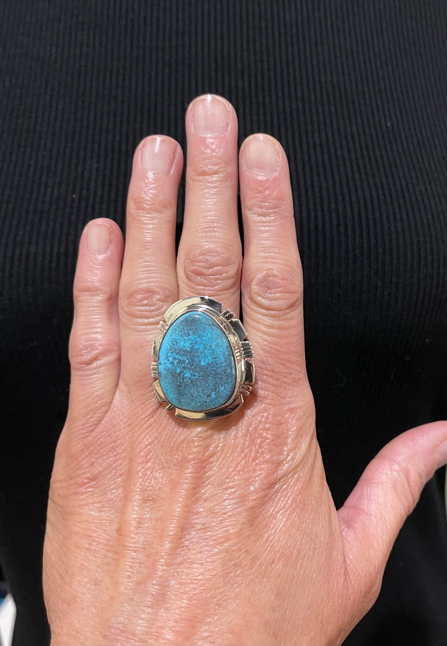 9.5 Turquoise Ring by Evelyn Bahe, Navajo