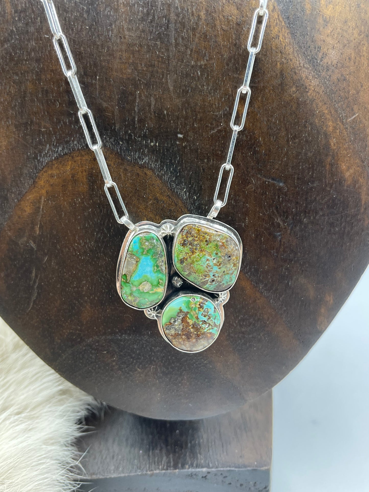 18" 3 Stone Sonoran Gold Turquoise Necklace