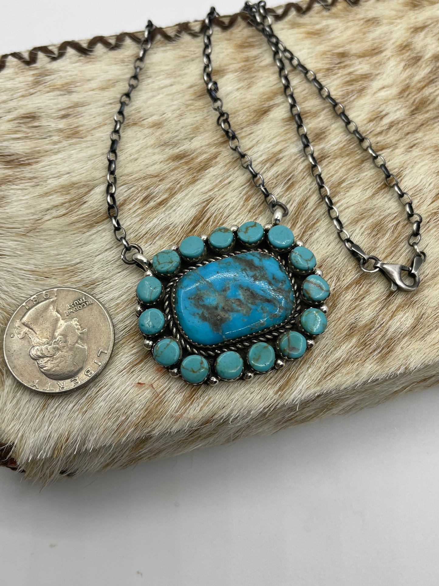 Turquoise Cluster Necklace by Larry Etsitty, Navajo