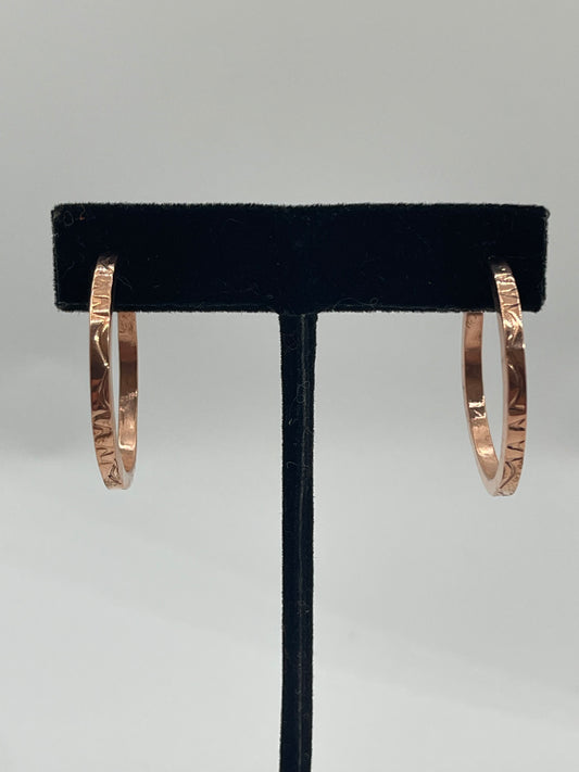 Square Wire Stamped Copper Hoop Earrings By Elaine Tahe, Navajo