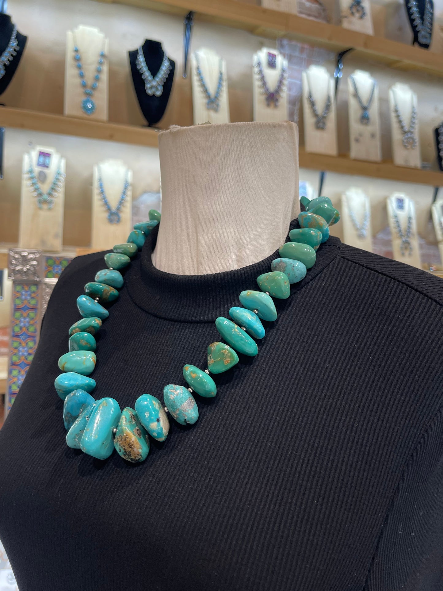 24” Royston Turquoise Chunk Necklace