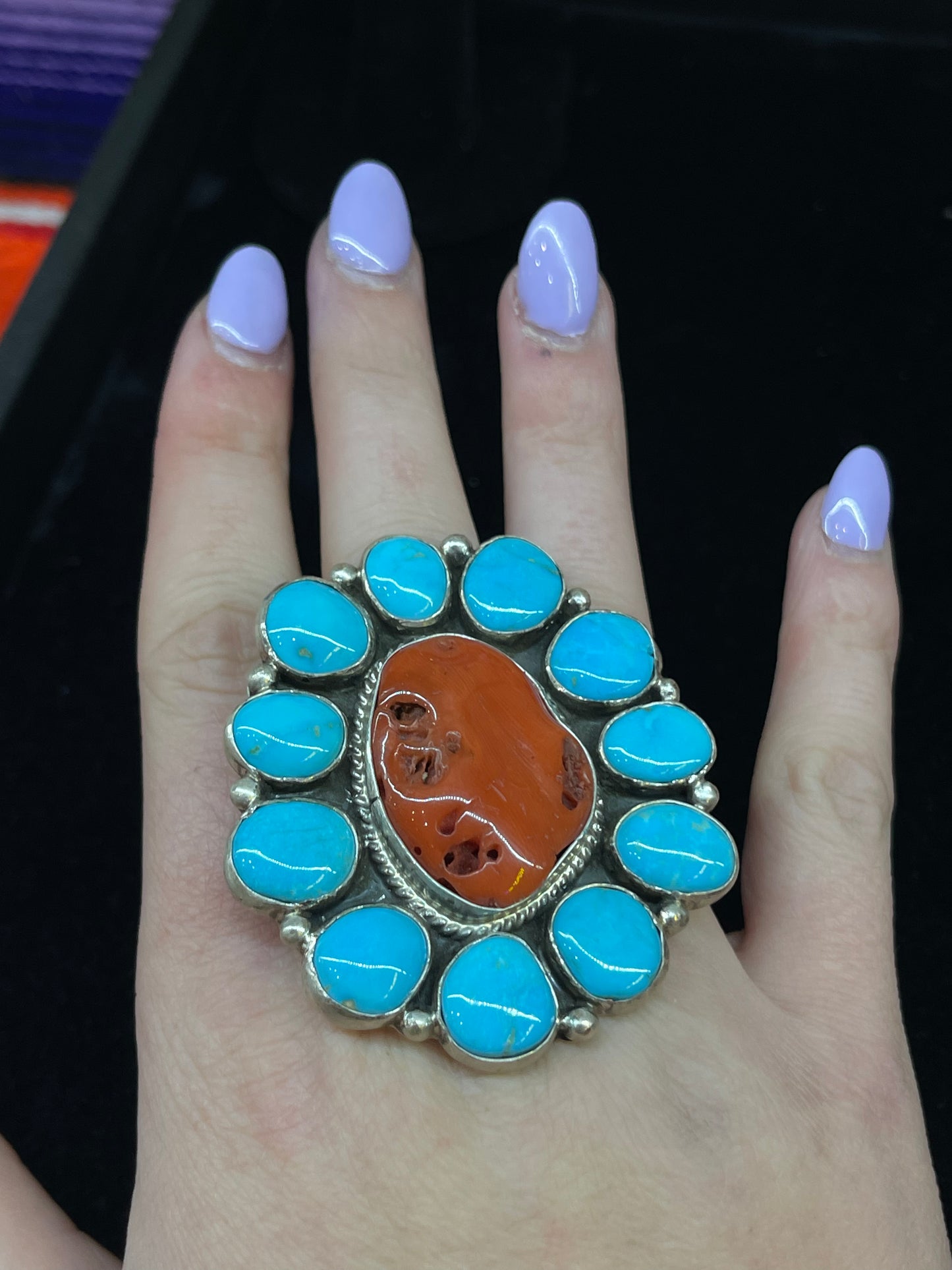 Coral & Sleeping Beauty Turquoise Ring