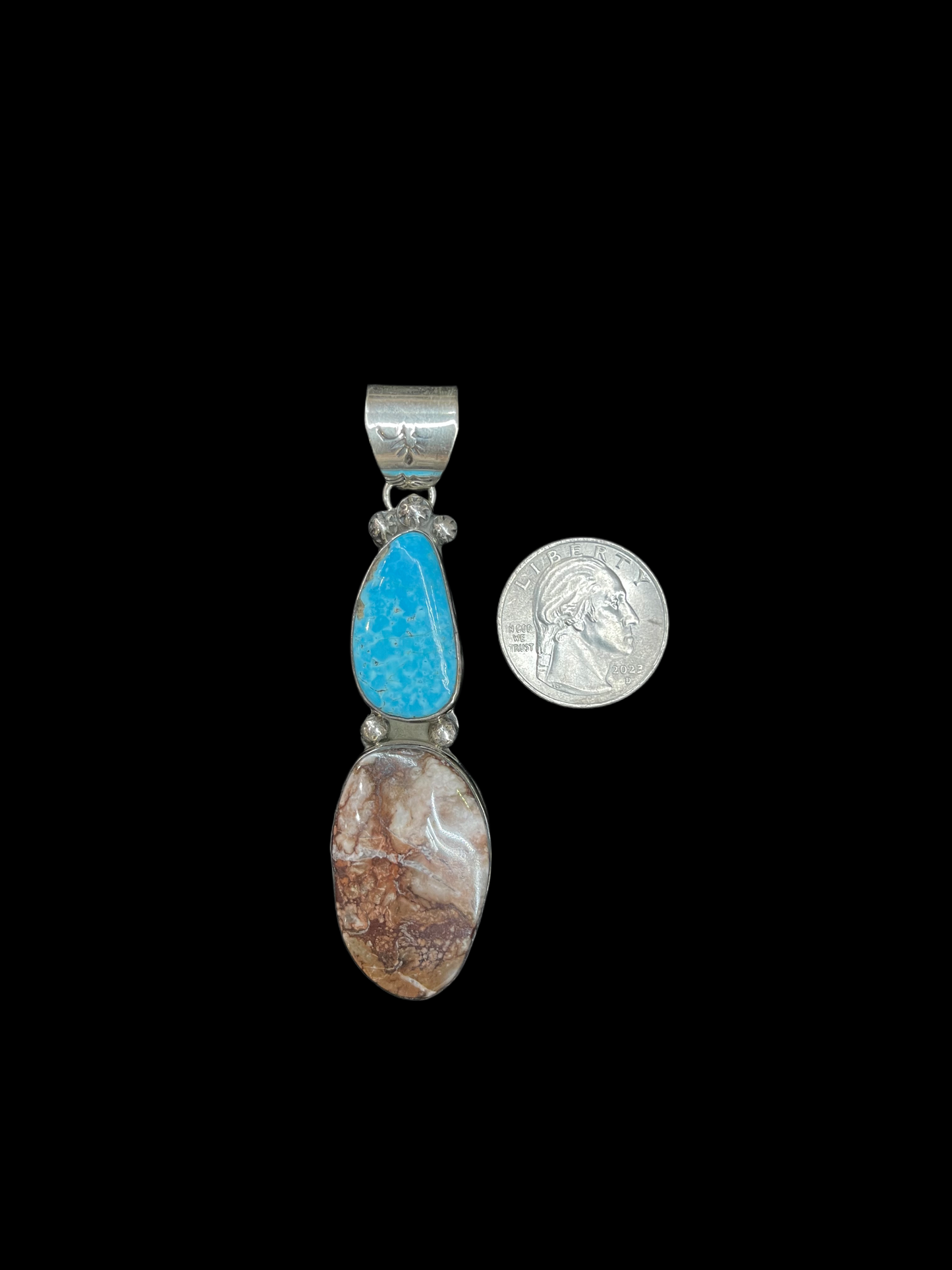 Turquoise and Wild Horse Pendant by Steven Nez, Navajo