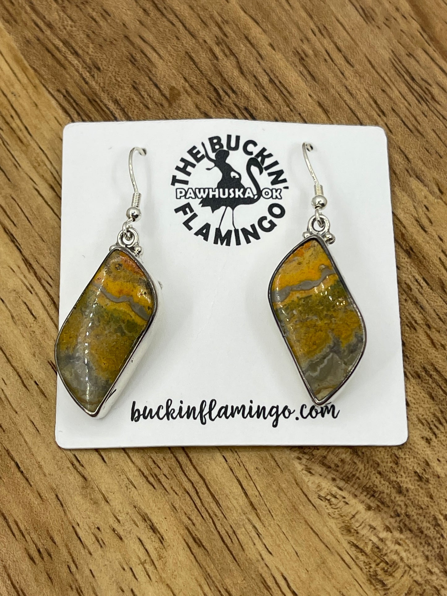 Bumblebee Jasper Dangle Earrings, Navajo Made