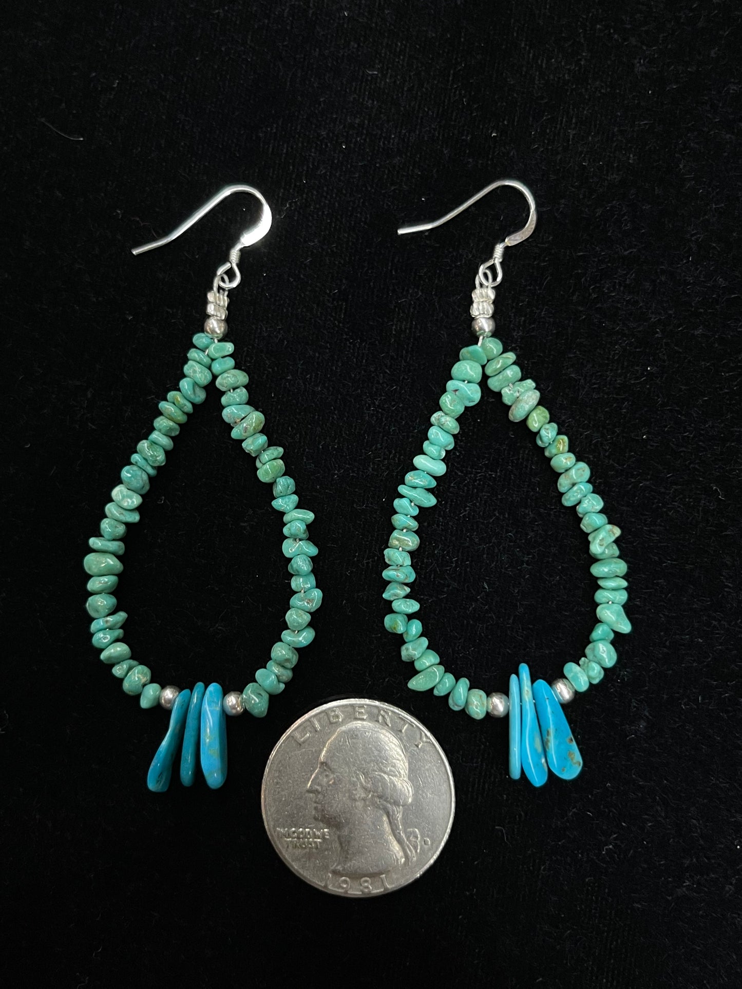 Natural Turquoise Teardrop Dangle Earrings