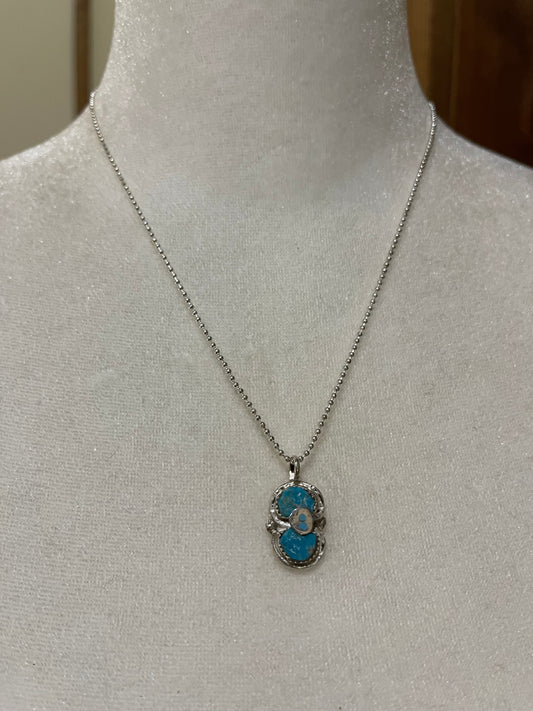 18" Turquoise Snake Pendant Necklace by Gayle Calabeza, Zuni