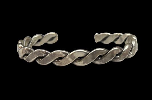 Twisted Sterling Silver Cuff by Elaine Tahe, Navajo