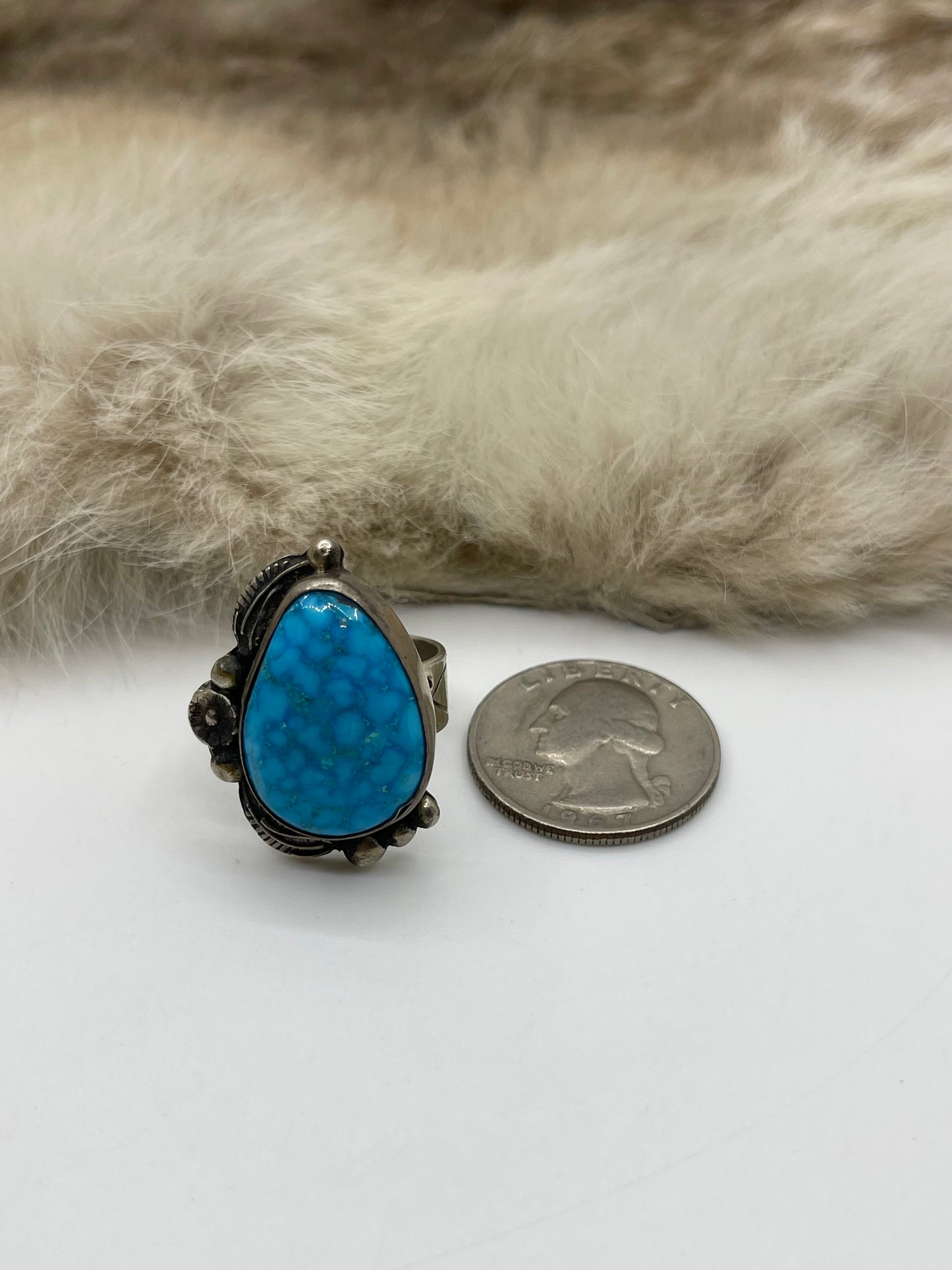 6.5 Kingman Web Turquoise Ring