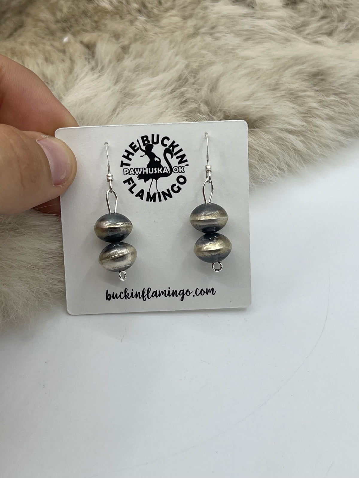 12mm 30” Handmade Navajo Pearl Necklace & Earring Set by Tylena Nez, Navajo