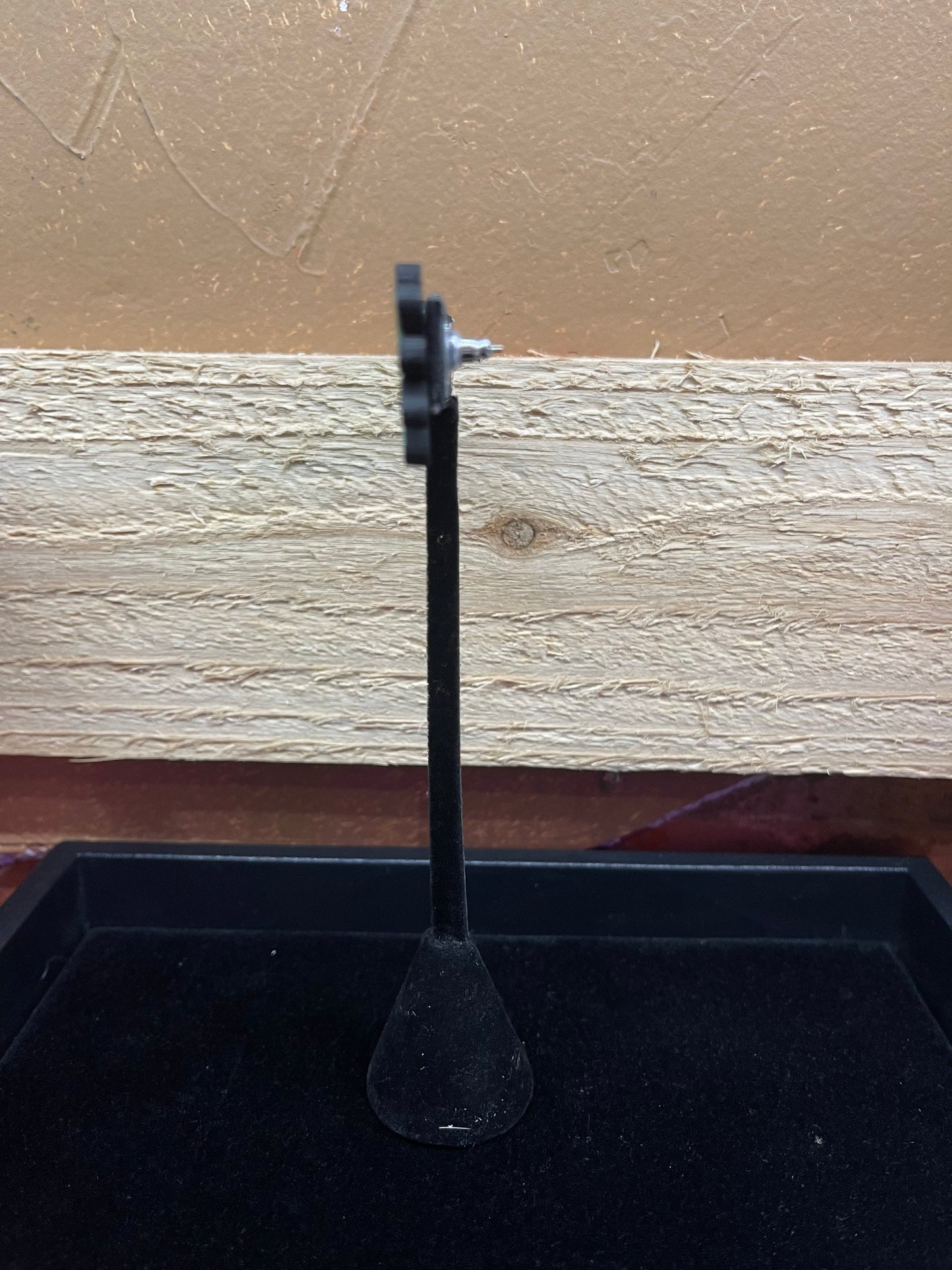 Hand Painted Wooden Flower Post Earrings by Micah Garcia, Santo Domingo