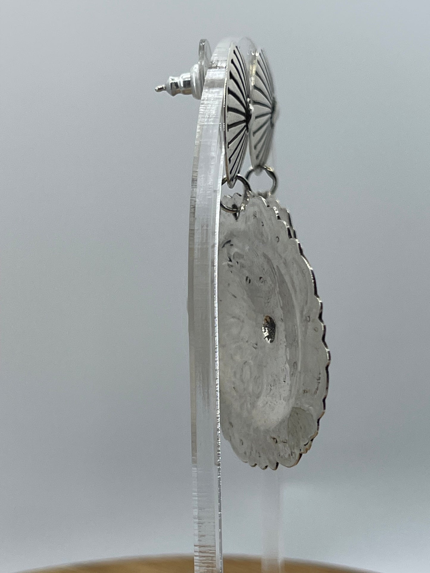 Silver Double Concho Post Dangles by Genevieve Blackgoat, Navajo