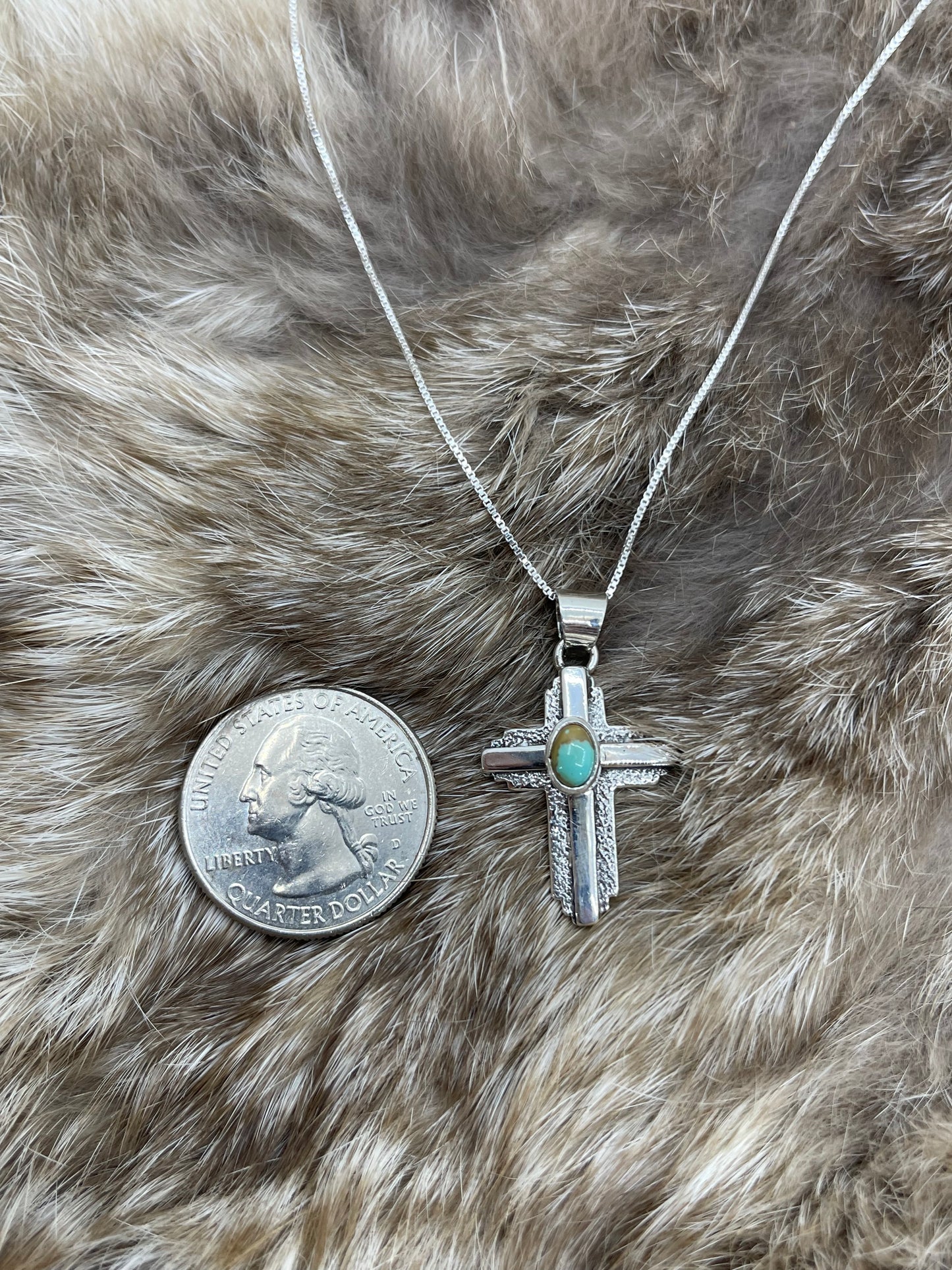18" Silver Overlay Cross Necklace, Navajo Made