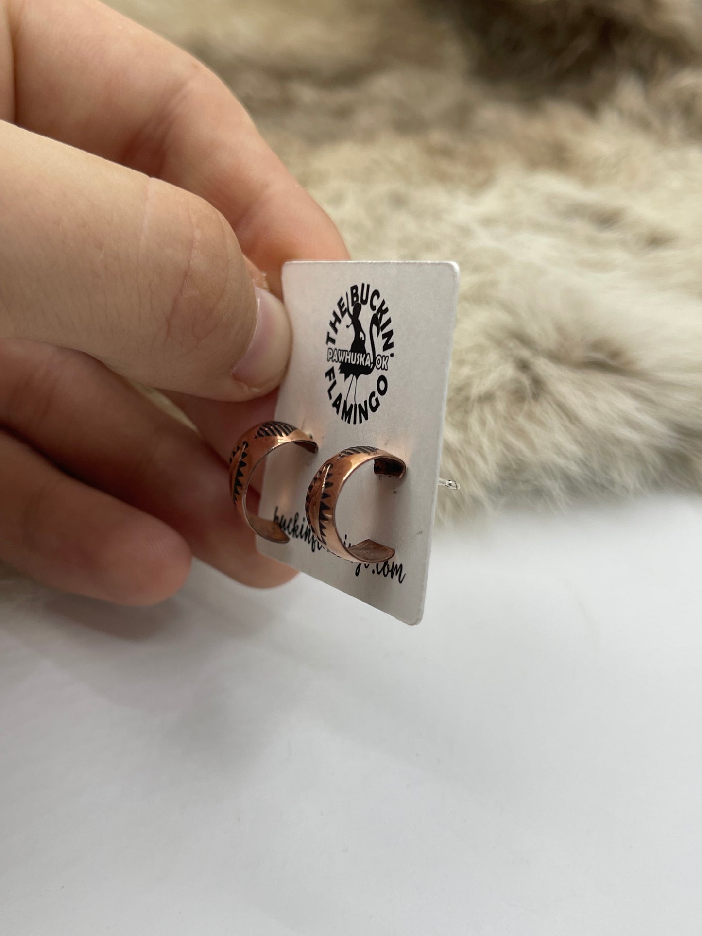 Tiny Copper Hoops by Felicia Etsitty, Navajo