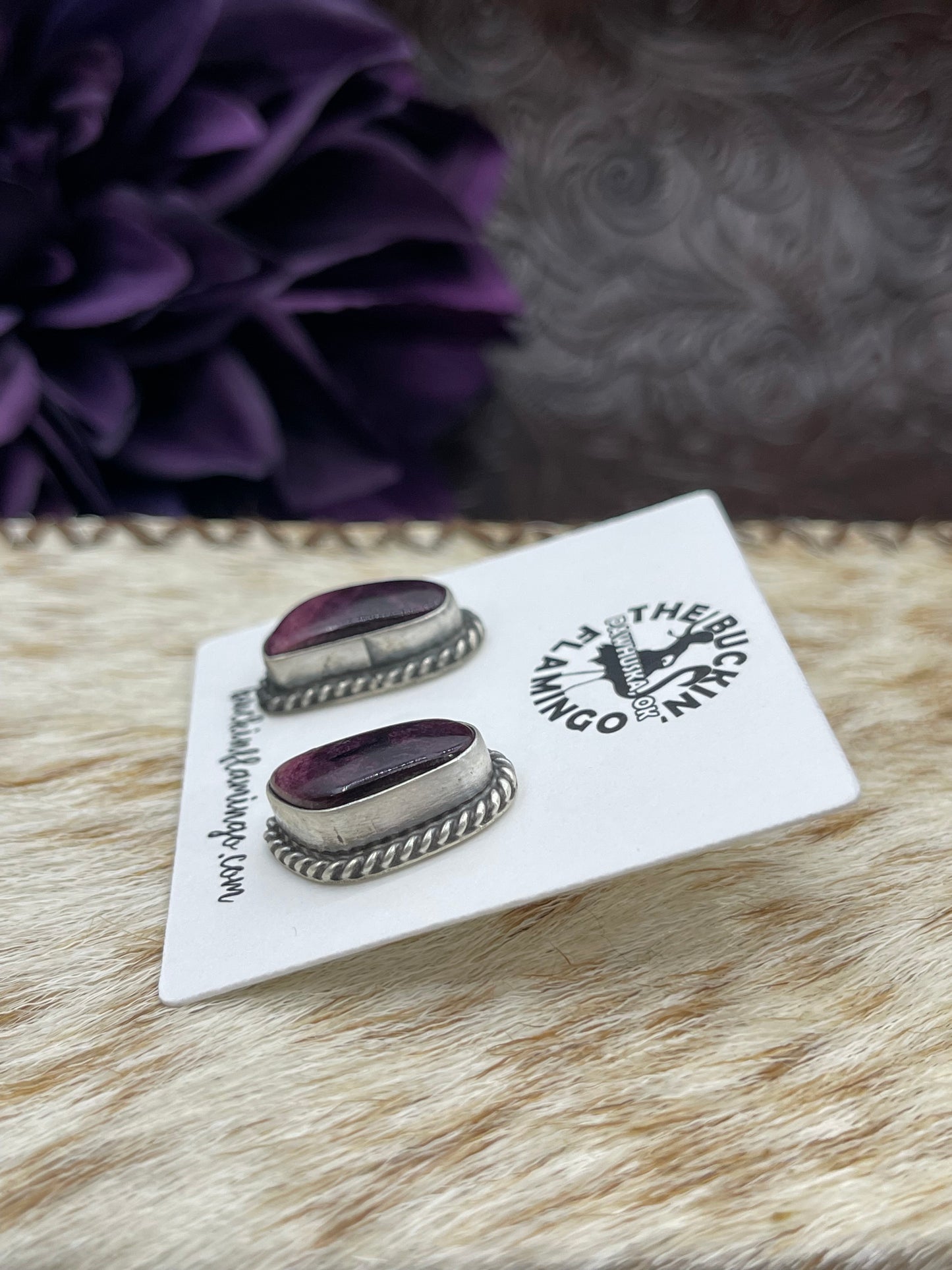 Purple Spiny Oyster Shell Earrings