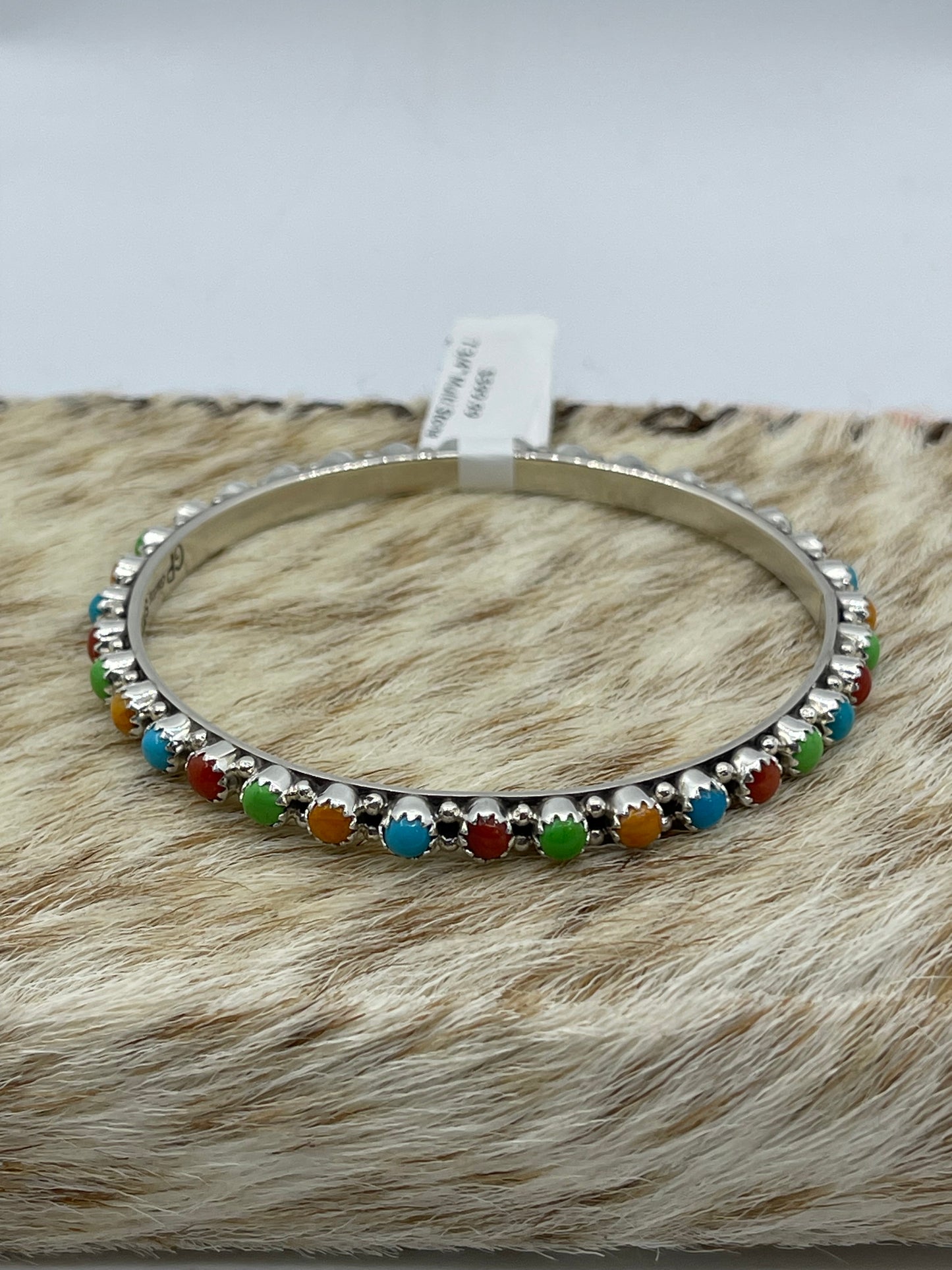 7 3/4" Multi Stone Bangle by Gaynell Parker and Shona Yazzie, Navajo