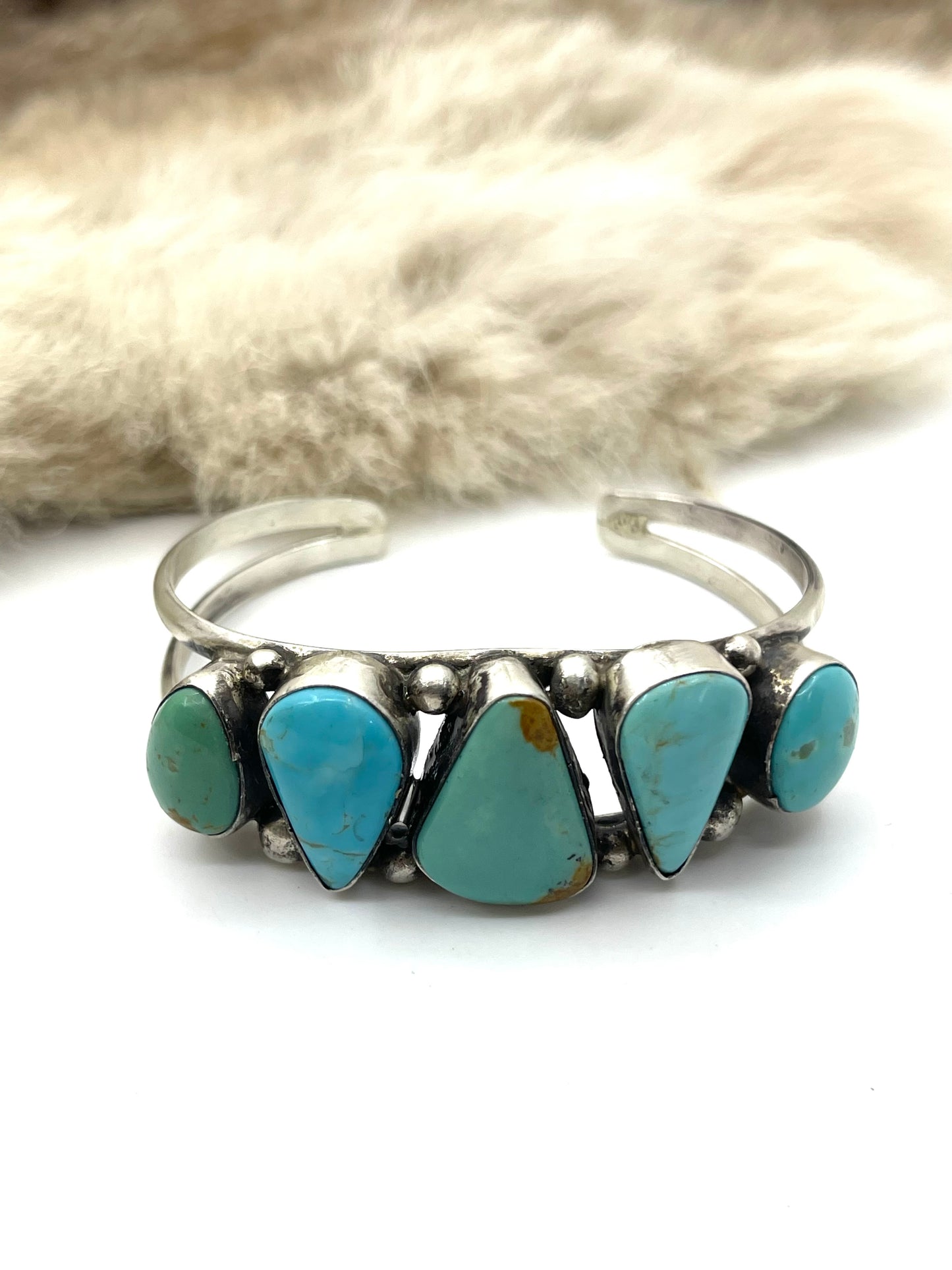 5.5”-7” 5 Stone Turquoise Cuff by Augustine Largo, Navajo