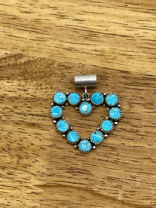 Sleeping Beauty Turquoise Heart Pendant by Martin Perry, Navajo