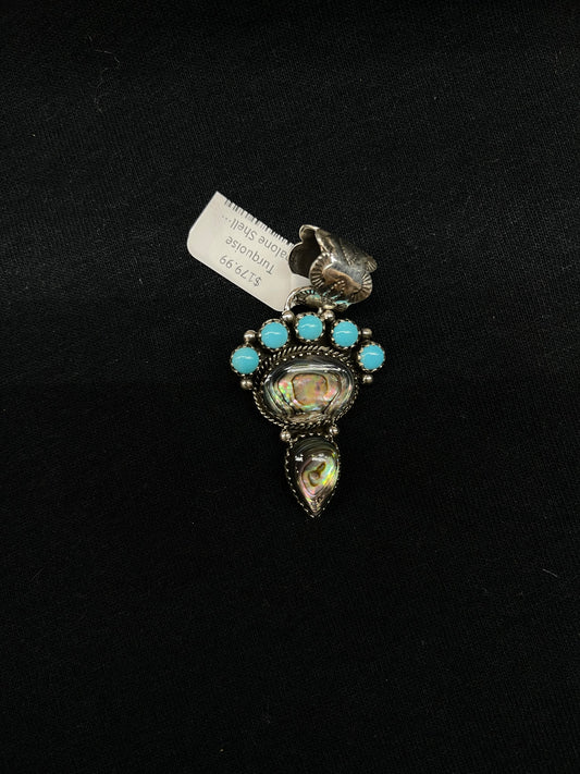 Turquoise Abalone Shell Pendant with a 11mm Bale