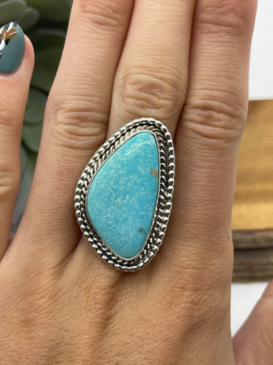 6.0 Kingman Turquoise Ring by Andrew Vandever, Navajo