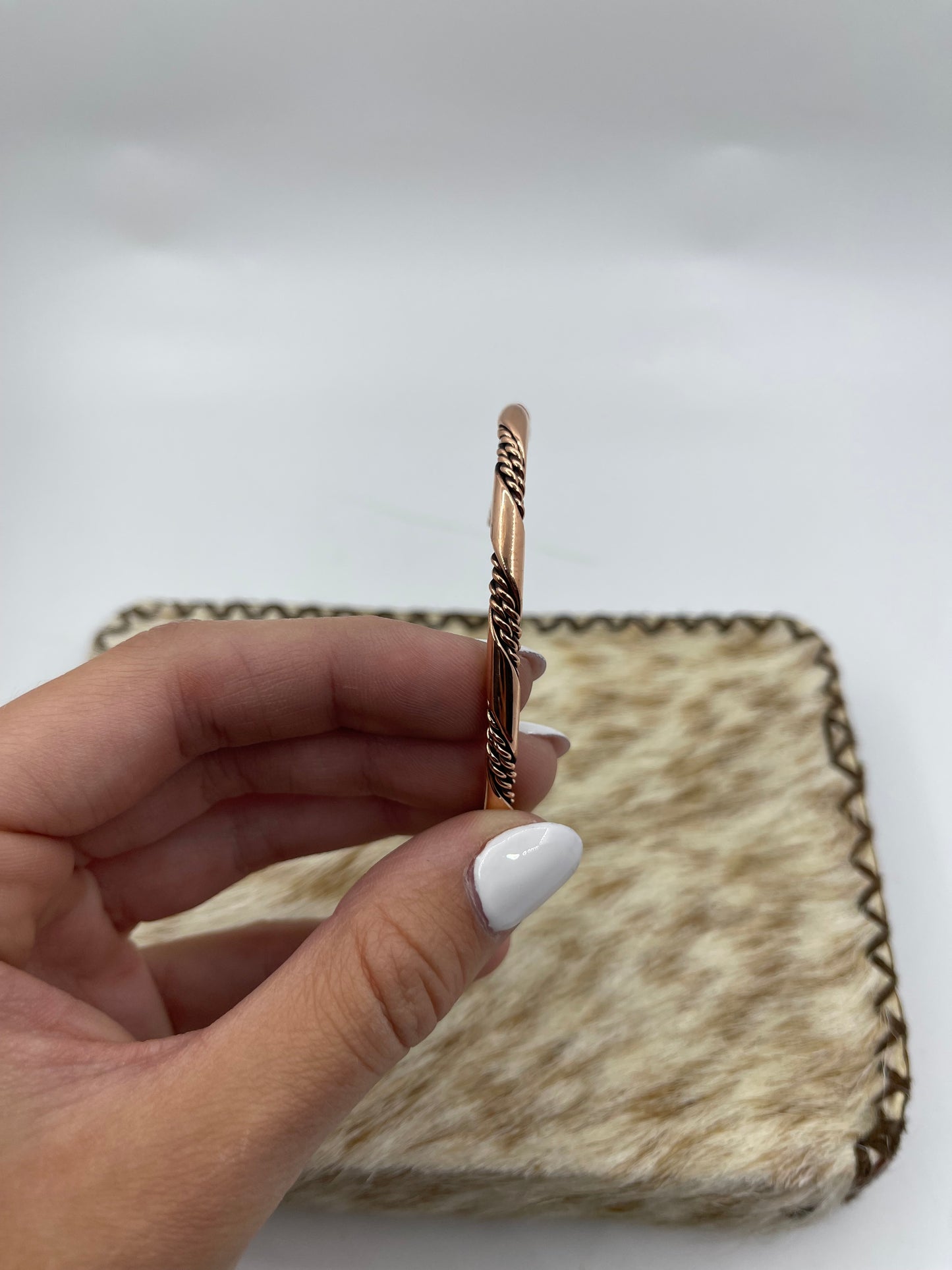 5 1/4"-6 1/2" Twisted Copper Wire Cuff by Elaine Tahe, Navajo