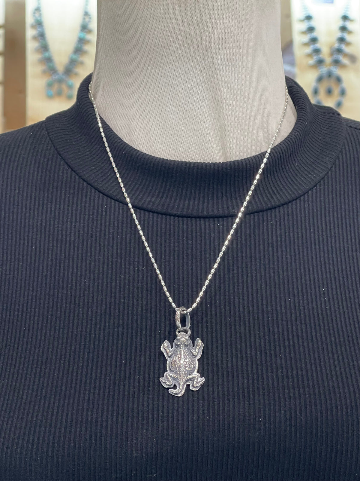 18” 8.5mm Bail Horny Toad Pendant by Bad Bronc
