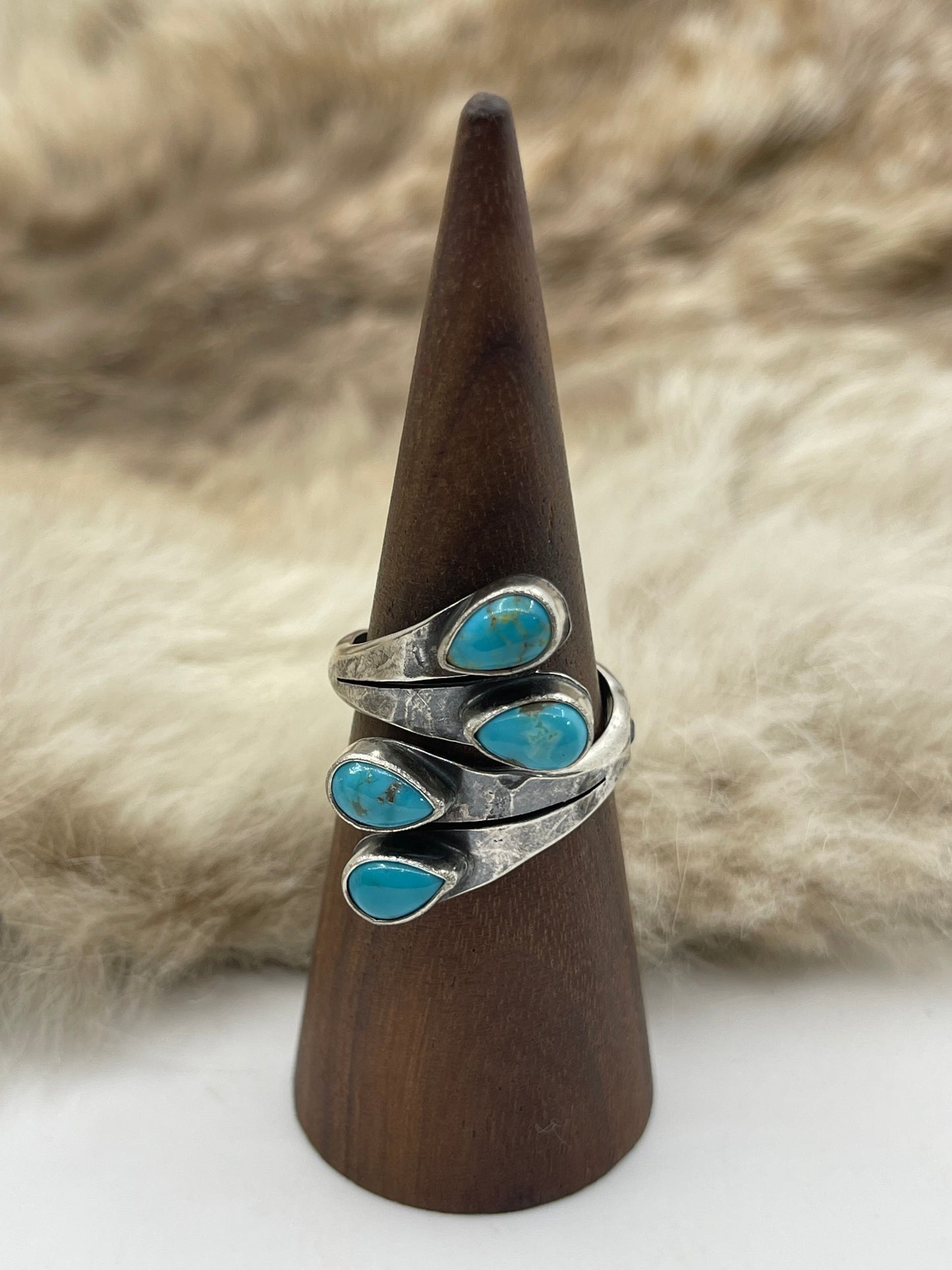7.0 4 Stone Semi-Adjustable Ring by Thomas Yazzie, Navajo