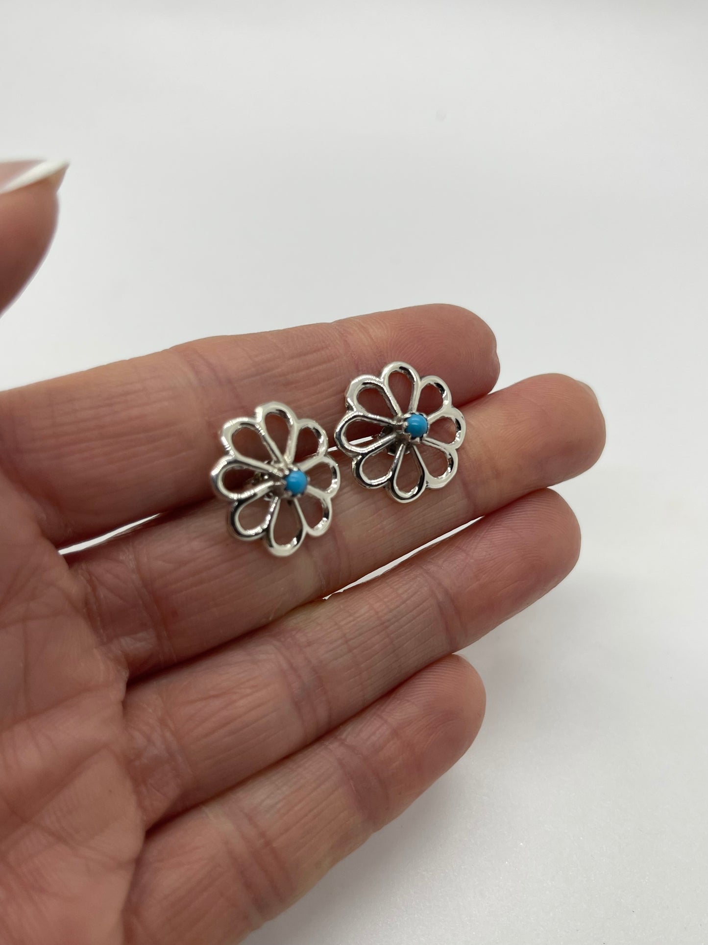 Flower with Turquoise Earrings by Lorraine Chee, Navajo