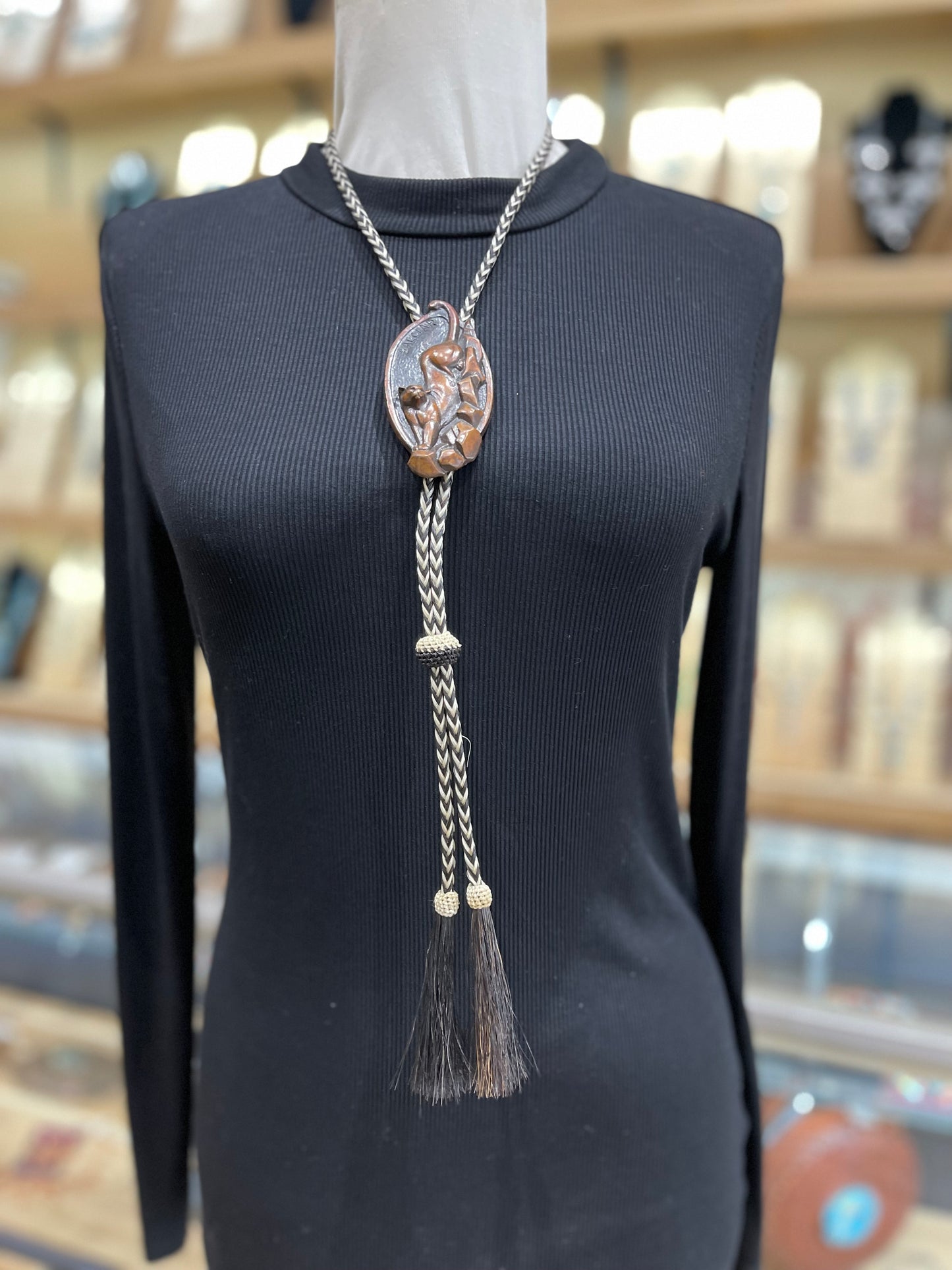 Bronze Bolo Tie on Horse Hair