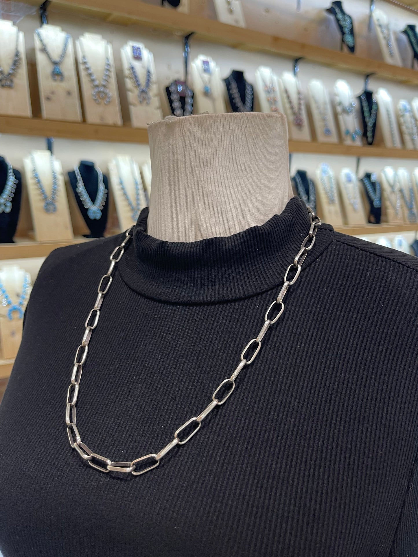 24" Handmade Paperclip Chain by Kevin Shorty, Navajo 7.1mm Wide