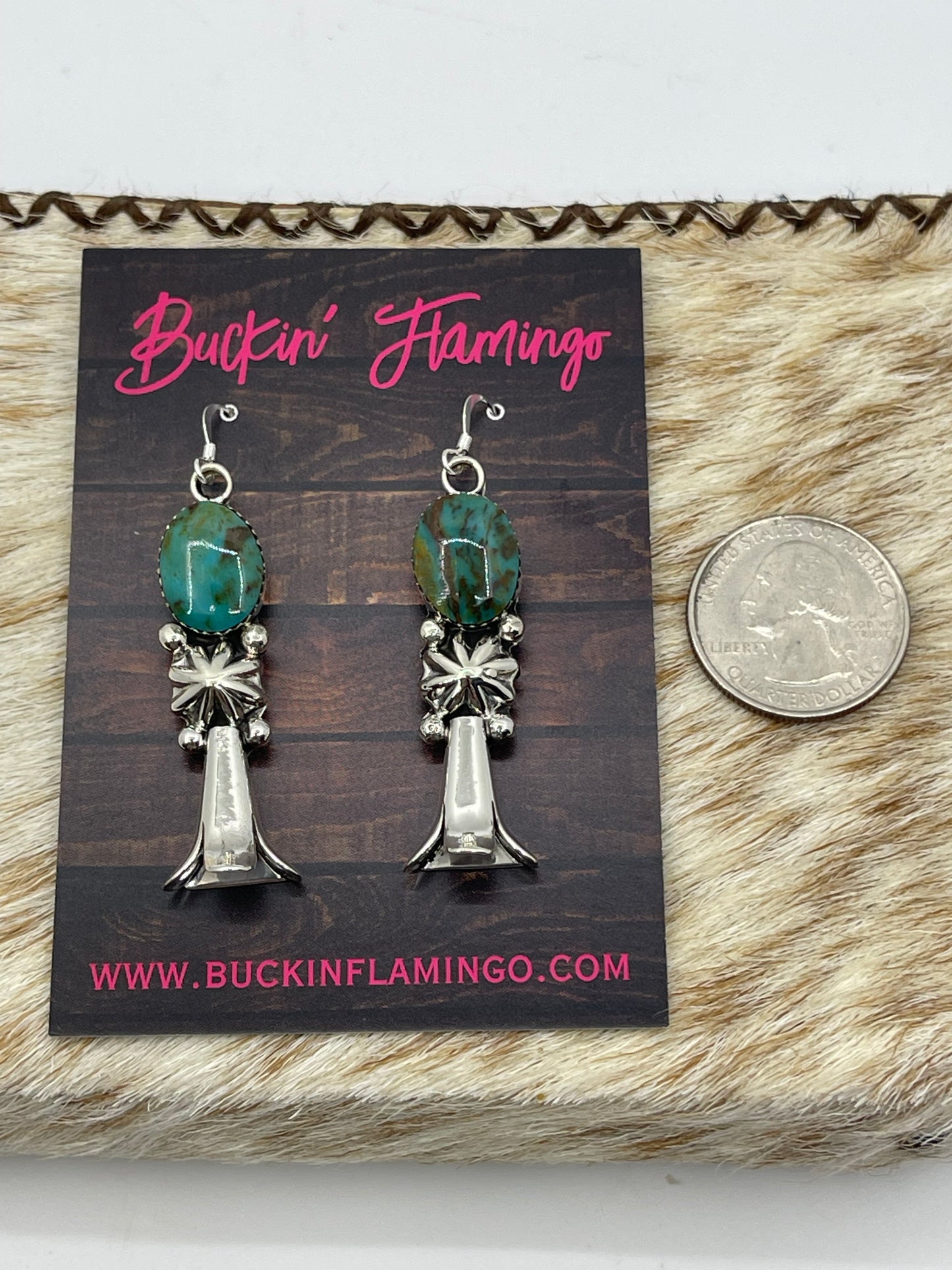 Turquoise Blossom Dangle Earrings by Arlene Lewis, Navajo