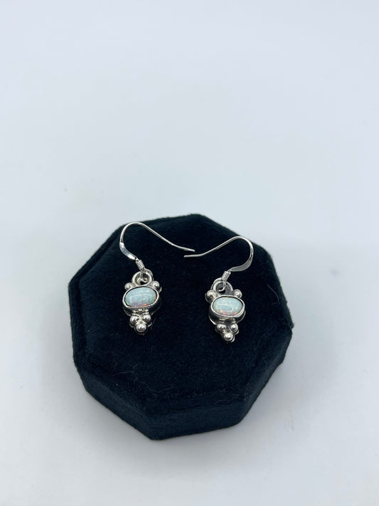 White Opal Hook earrings by Robinson Martinez, Navajo