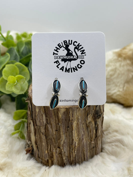Zuni Needlepoint Hoop Earrings By Fernando Othole, Zuni