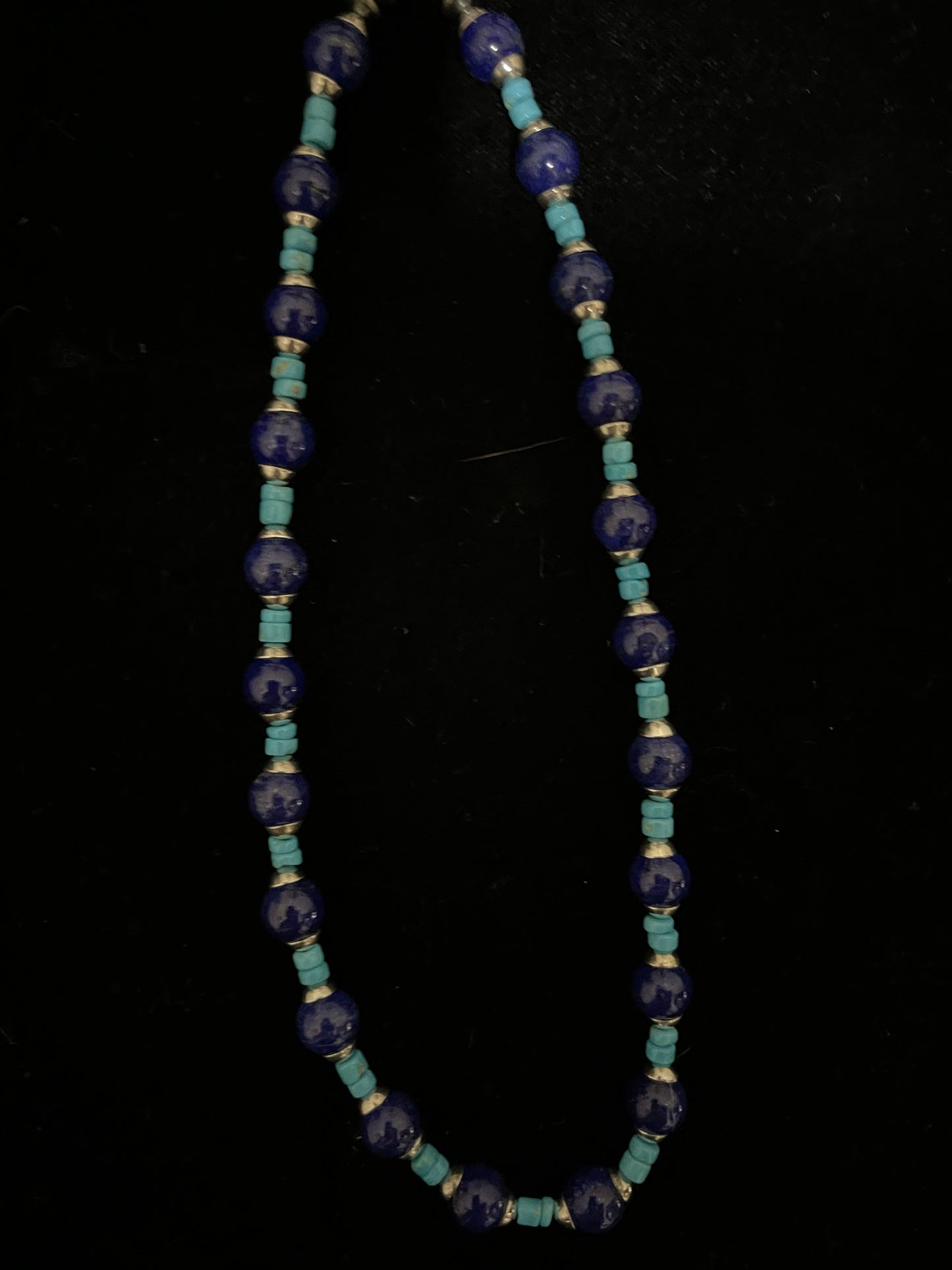 19" Lapis and Turquoise Beaded Necklace
