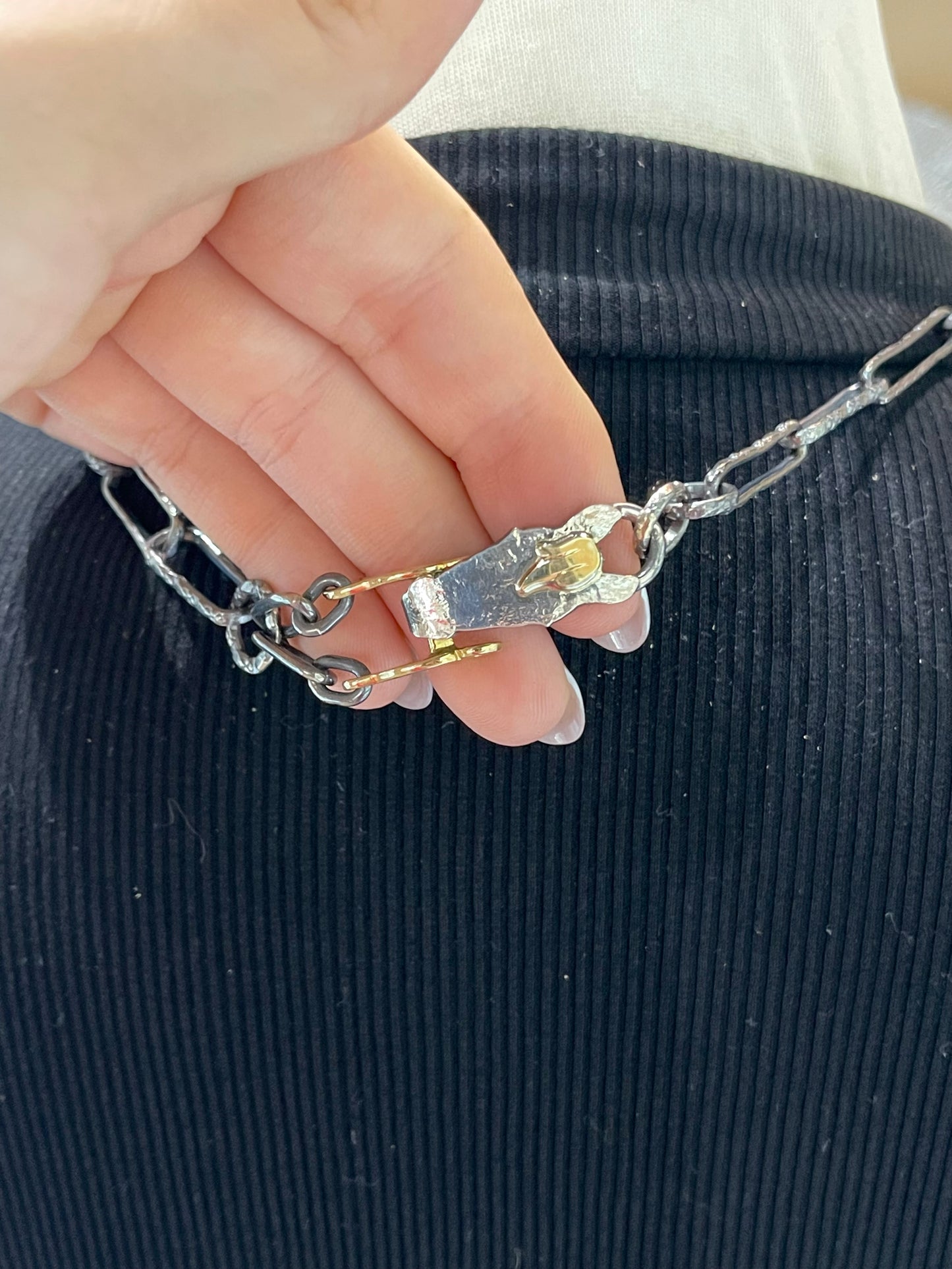 20" 14K Gold & Sterling Long Trot Necklace by Bad Bronc