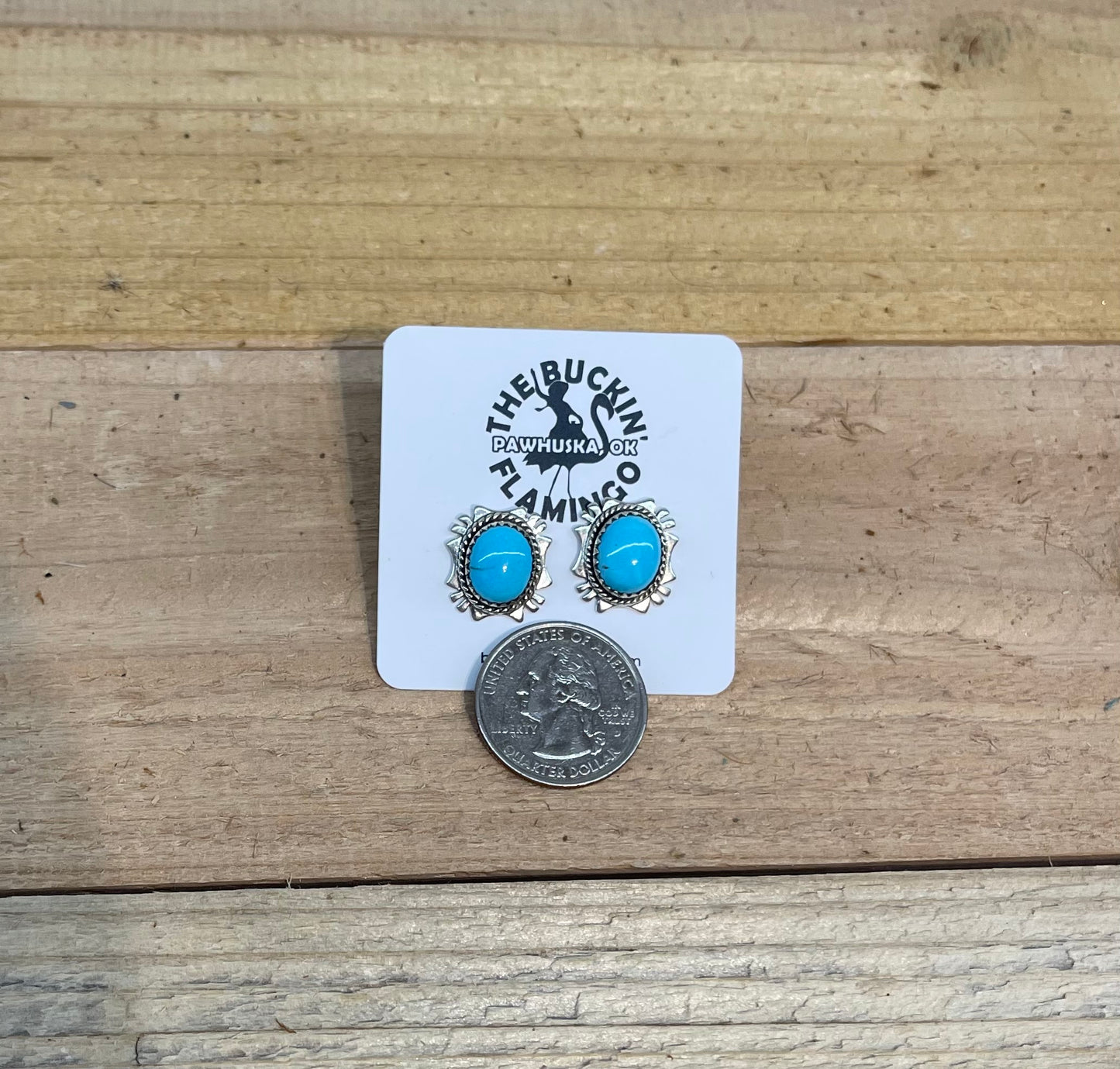 Oval Sleeping Beauty Turquoise Post Earrings