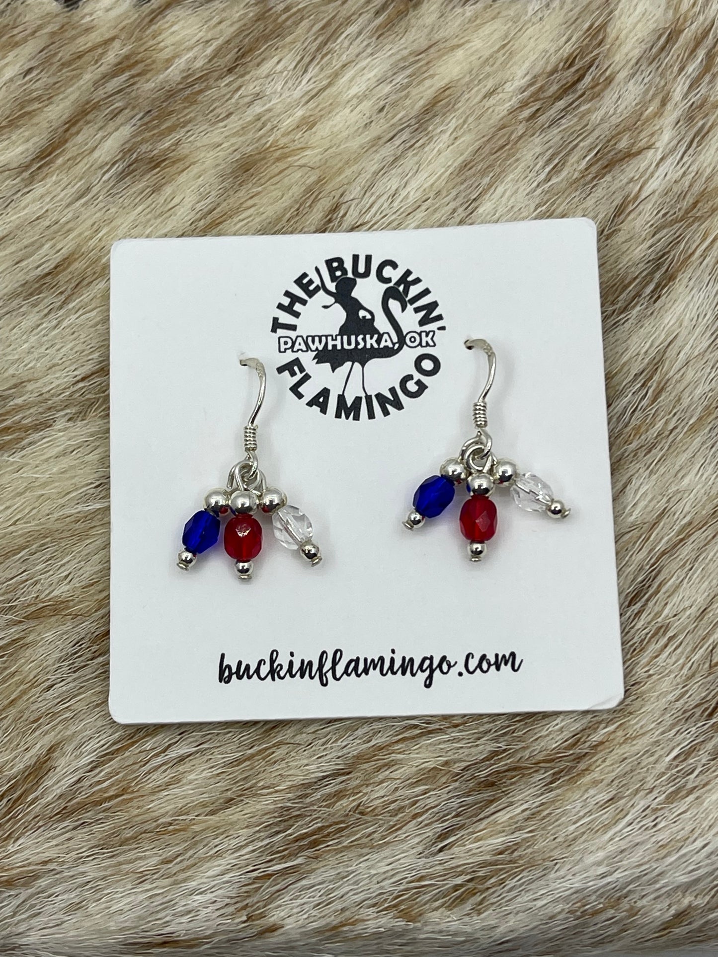 Red, White, and Blue Crystal Dangle Earrings
