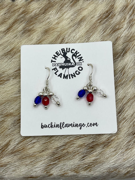 Red, White, and Blue Crystal Dangle Earrings
