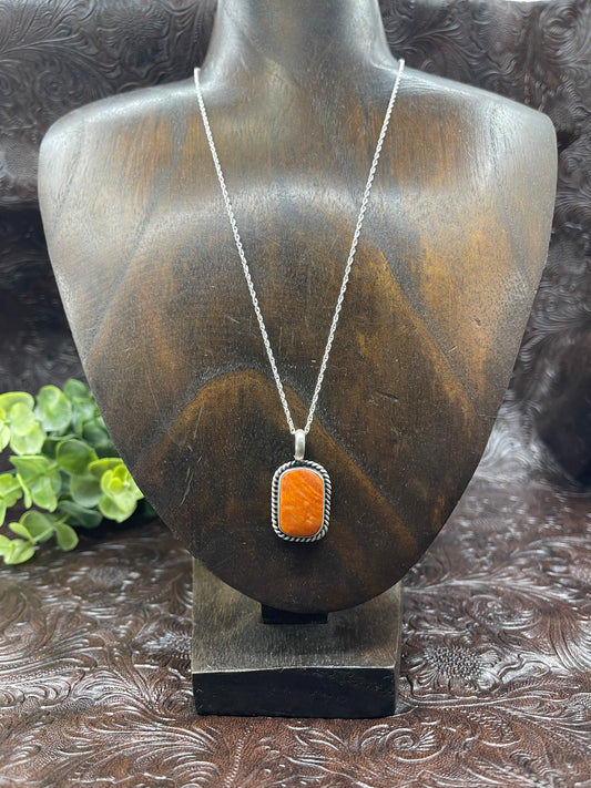 18" Spiny Oyster Pendant by Johnny Dixon, Navajo