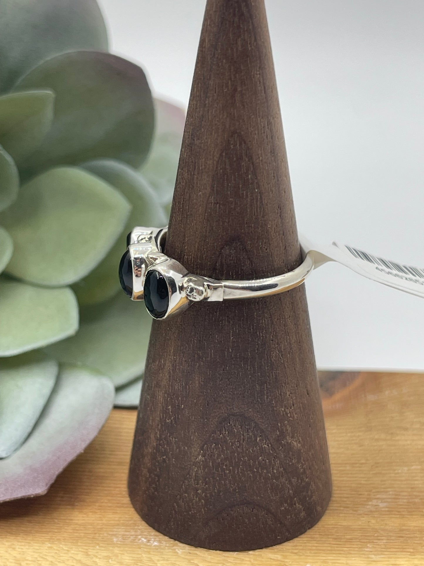6.0 3 Stone Black Onyx Ring, Navajo