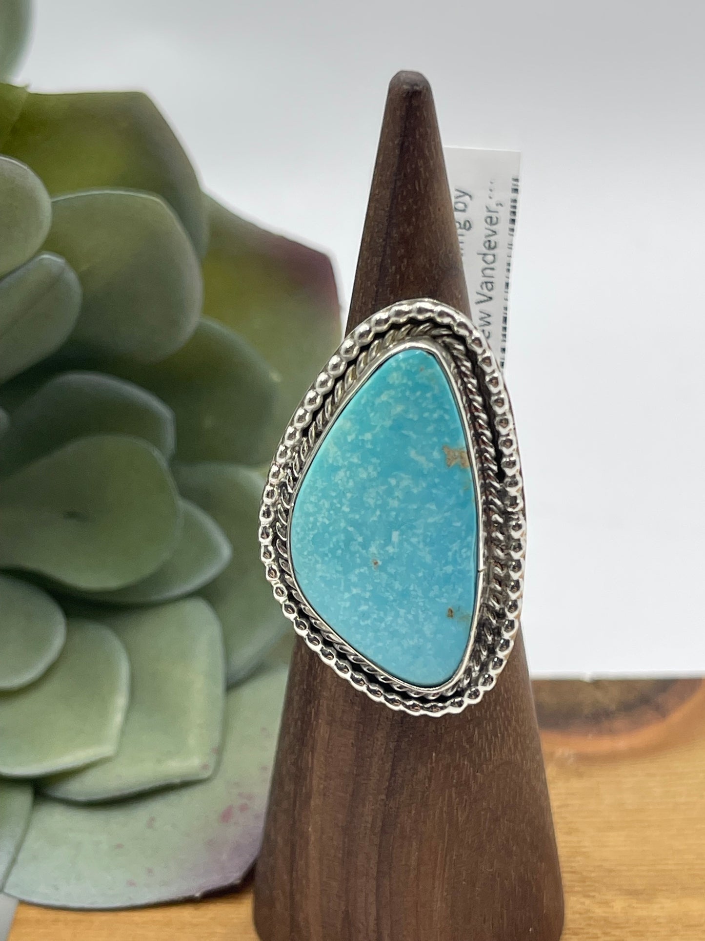 6.0 Kingman Turquoise Ring by Andrew Vandever, Navajo