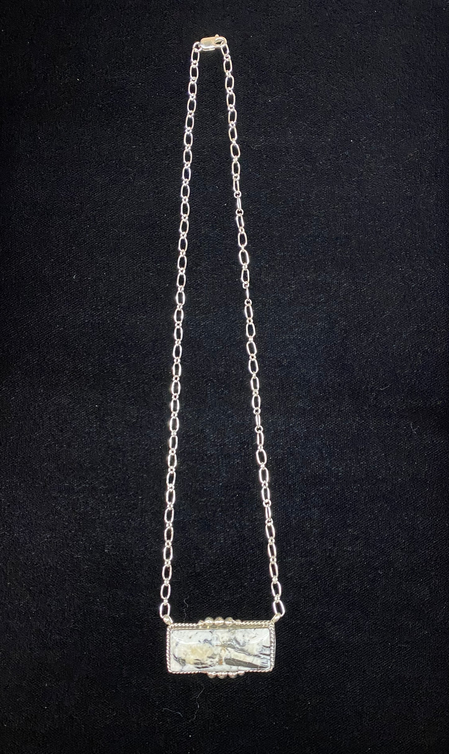 20" White Buffalo Bar Necklace by Gilbert Smith, Navajo