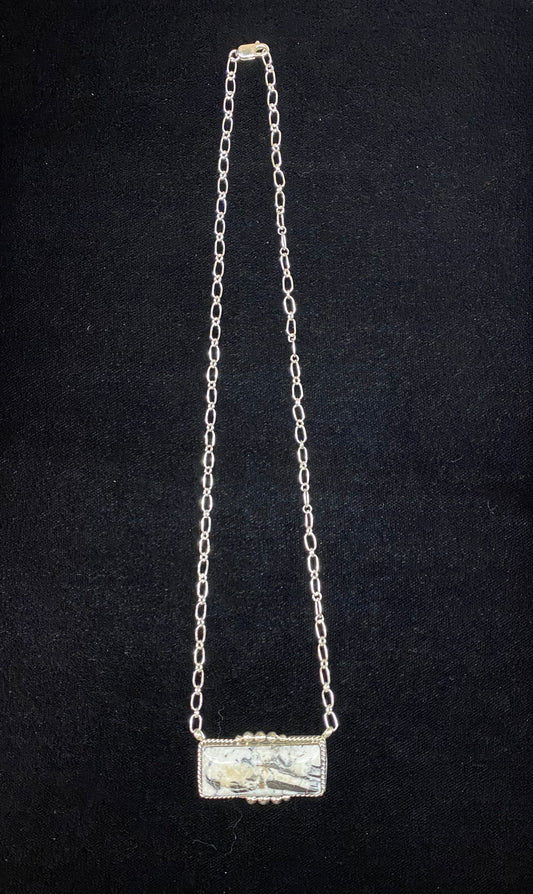 White Buffalo Bar Necklace by Gilbert Smith, Navajo