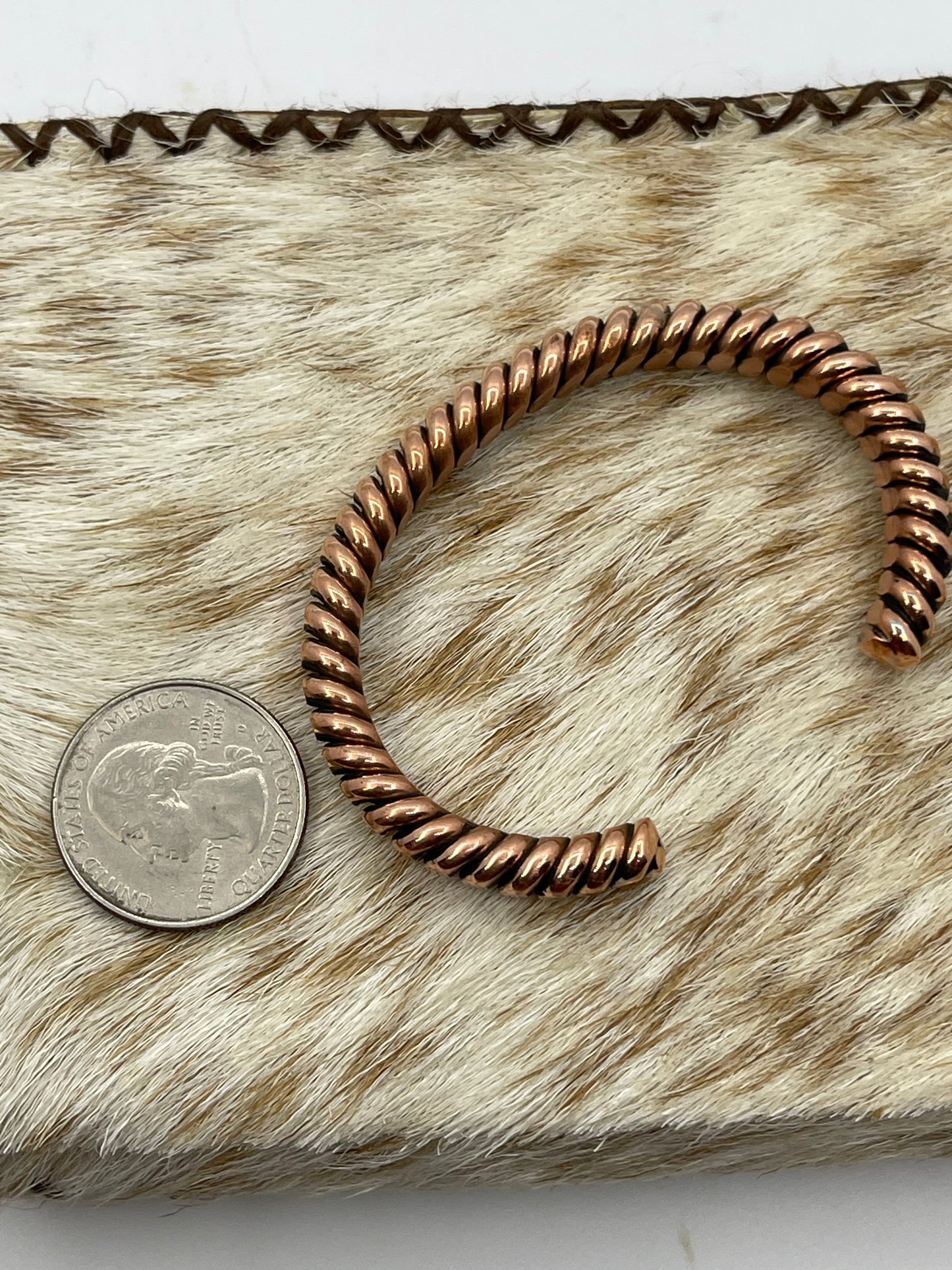 5"-7" Heavy Copper Lobster Tail Style Cuff by Elaine Tahe, Navajo