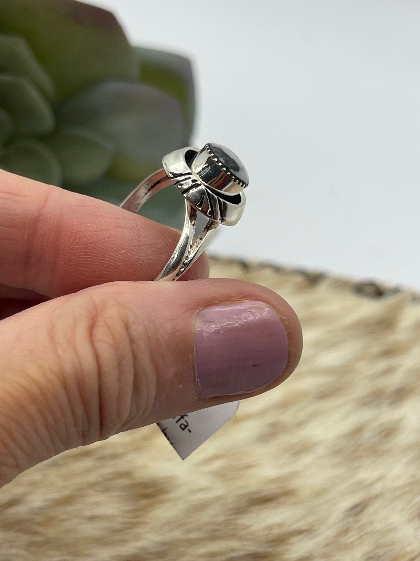 10.0 White Buffalo Circle Ring by Sadie Jim, Navajo