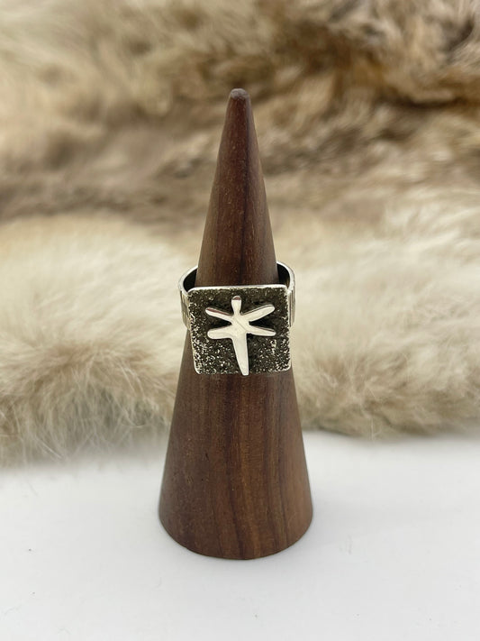 Adjustable 7.0-9.0 Dragonfly Mini Petroglyph Ring Adjustable by Alex Sanchez
