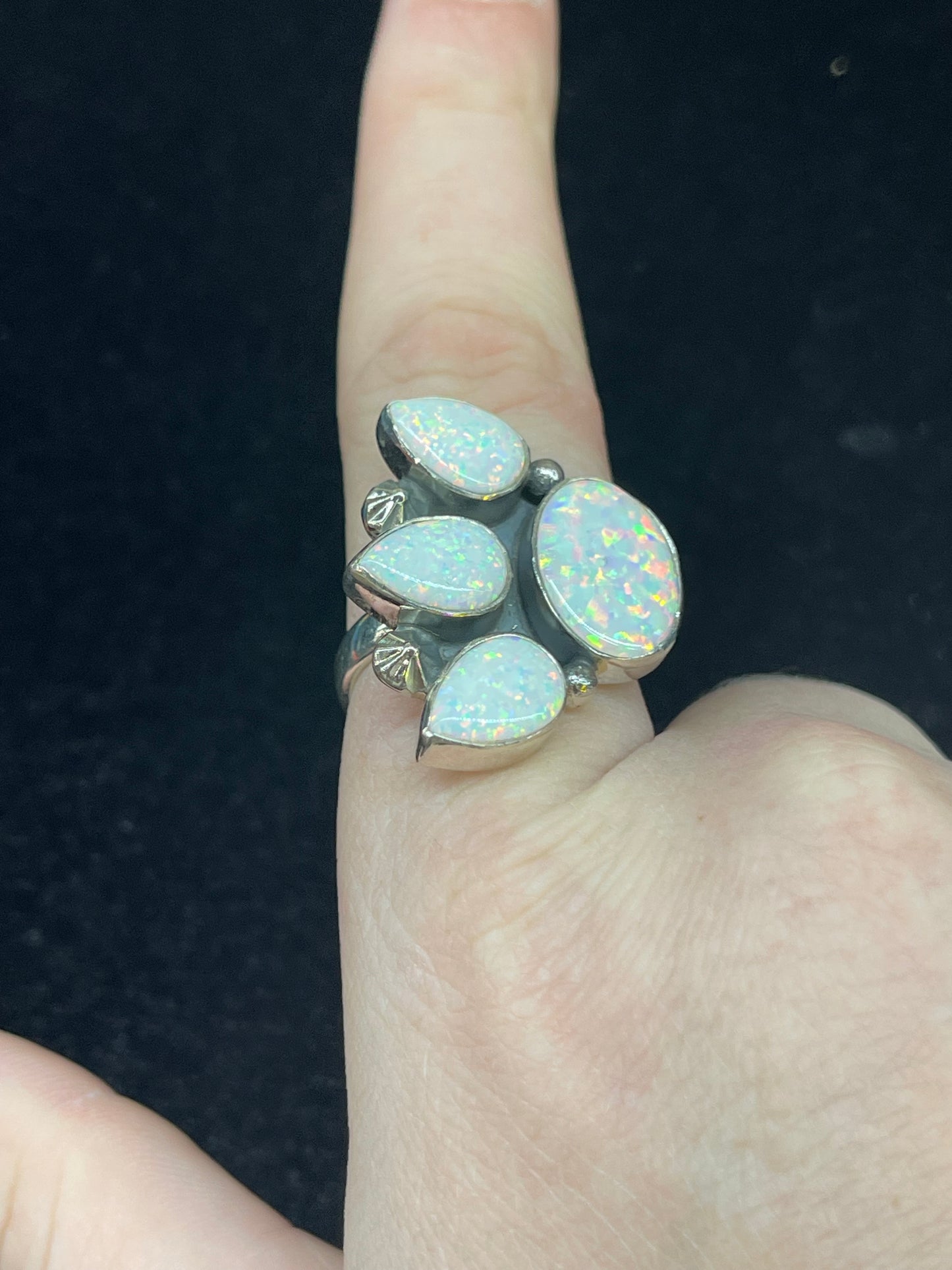 White Opal Ring