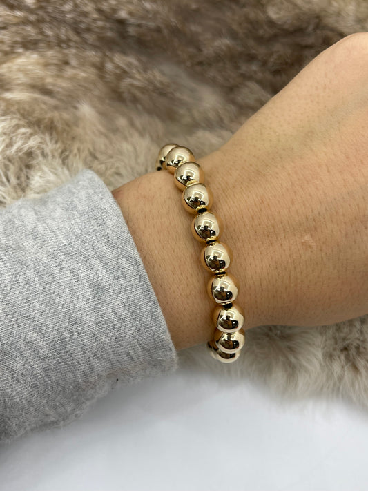 6.5” Stretchy 10mm 14k Gold Filled Bead Bracelet