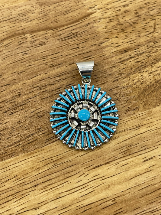 Turquoise Needlepoint Cluster Pendant with a 7.4mm Bale by Carla Laconsello, Zuni