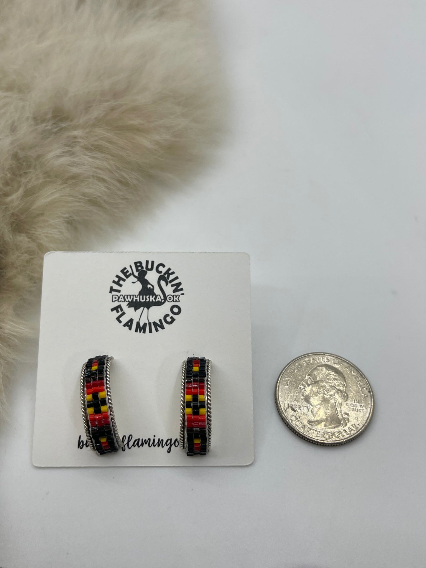 Beaded Half Hoop Earrings by Lucille Ramone, Navajo